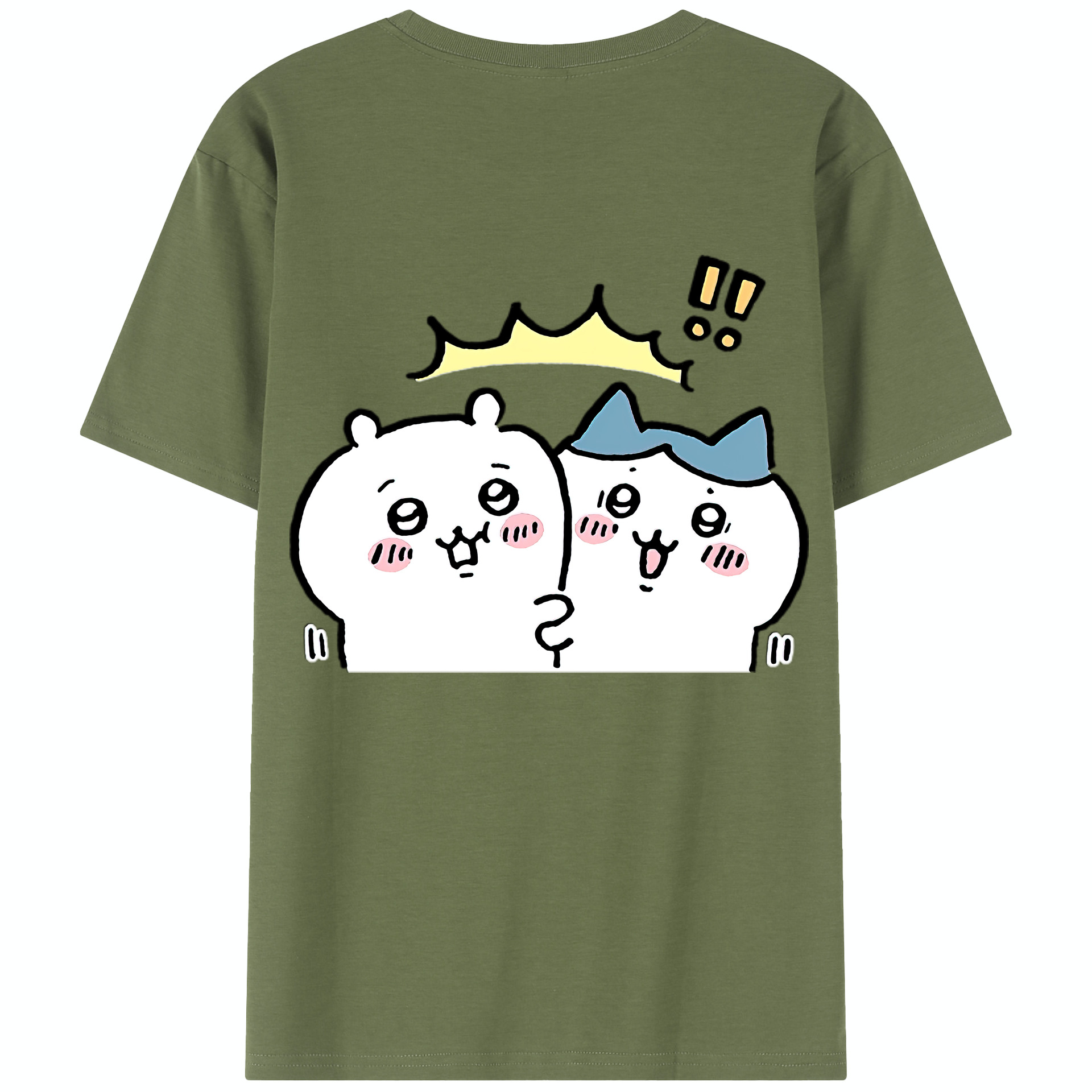 （画像用） ちいかわ ハチワレ Chii-kawa hachiware 綿100％半袖Tシャツ（背面プリント）